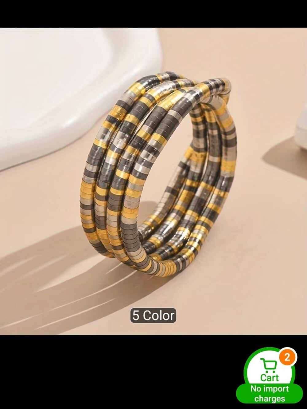 Source Unknown Gold/Silver Adjustable Coil Bracelet - Picture 11 of 12
